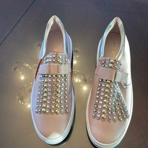 Womens leather slides size 41. Taupe color embellishments.NWOT. Altraofficina